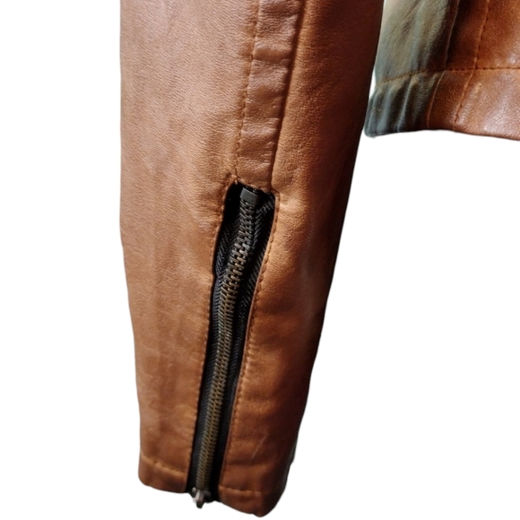 William Rast faux leather Bomber Biker Jacket zipper sleeves pockets fully lined - Picture 5 of 12